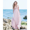 Ethereal long silk wedding dress in delicate powder pink