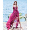 Purple natural silk dress with corset and side ruffles
