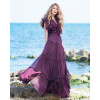Burgundy silk evening tiered maxi dress with ruffles