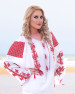 BLOUSE ROUMAINE au motif de la Rose Sauvage